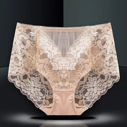 Mid-high-waist Sexy Lace Panties for Women Buttocks Abdomen No Trace Women's Triangle Panties Cotton Crotch Large Size