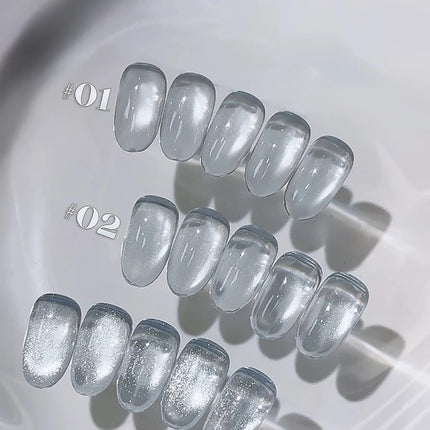 1-30pcs ZH Hot Selling Ice Transparent Glass Beads Cat Eye Nail Polish Gel New White Elf Crystal Cat Eye Nail Art Nail Supplies