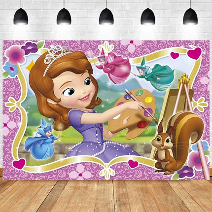 Girl Princess Sofia the First Background Cloth Birthday Baby Shower Decoration Background Room Hanging Cloth Photo Background