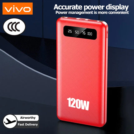 VIVO 200000mAh PowerBank 120W Super Fast Charging High Capacity Portable External Battery With LED Digital Display For IPhone