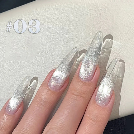1-30pcs ZH Hot Selling Ice Transparent Glass Beads Cat Eye Nail Polish Gel New White Elf Crystal Cat Eye Nail Art Nail Supplies