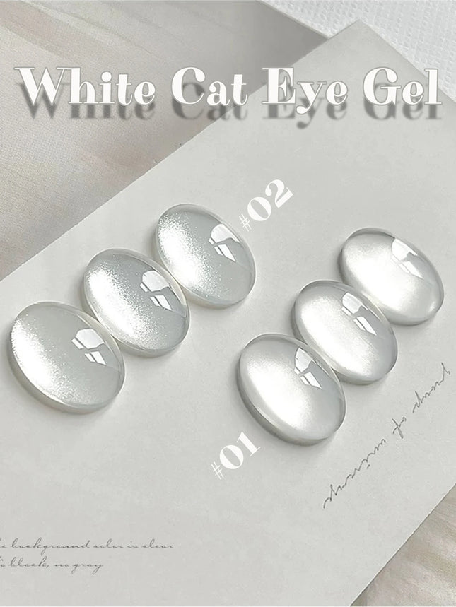 1-30pcs ZH Hot Selling Ice Transparent Glass Beads Cat Eye Nail Polish Gel New White Elf Crystal Cat Eye Nail Art Nail Supplies