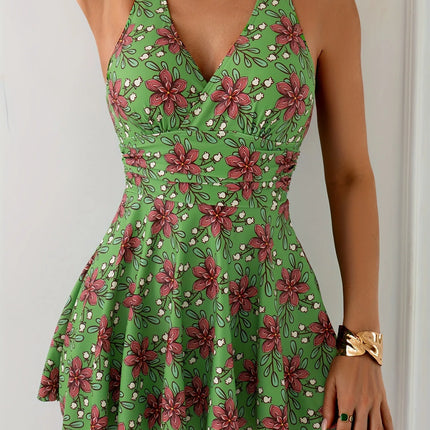 2025 New Arrival Women's Crisscross Straps Dress-style Skirted Boyshort Print Beach Swimsuit Summer Fashion Swimwear