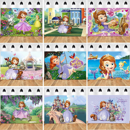Girl Princess Sofia the First Background Cloth Birthday Baby Shower Decoration Background Room Hanging Cloth Photo Background