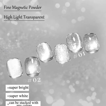 1-30pcs ZH Hot Selling Ice Transparent Glass Beads Cat Eye Nail Polish Gel New White Elf Crystal Cat Eye Nail Art Nail Supplies