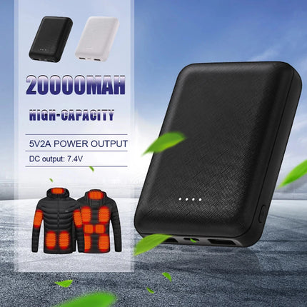 20000mAh Portable Mini Power Bank Charger USB Fast Charging External Battery Pack For Heating Vest Jacket Scarf Socks Gloves