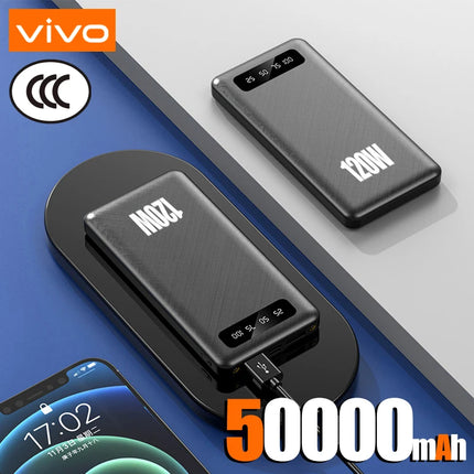 VIVO 200000mAh PowerBank 120W Super Fast Charging High Capacity Portable External Battery With LED Digital Display For IPhone