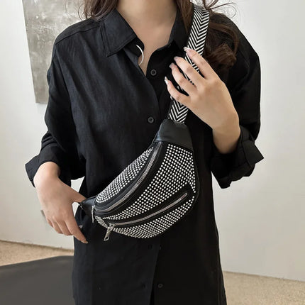Fashion Rhinestone Studded Crossbody Bags For Ladies, Trendy Design Women's Shoulder Chest Bag For Halloween & Christmas Gifts
