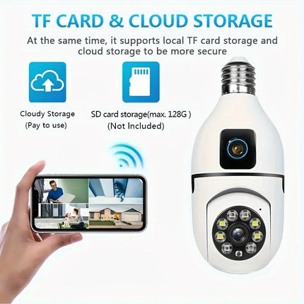 Dual Lens Camera Rotatable 6K 6MP WiFi Surveillance Auto Track 2-way Audio Full Color Vision Monitor Indoor Smart Webcam