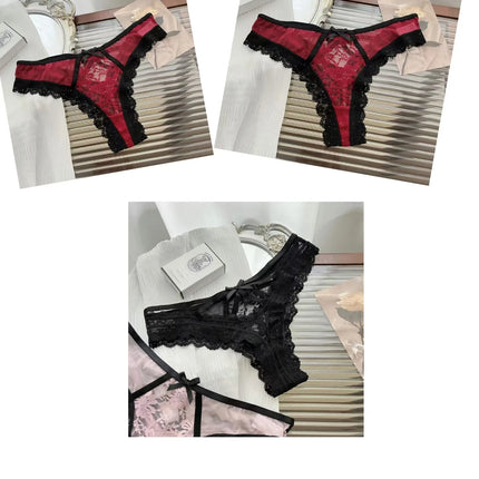 Flirtatiously See-through Lace Mini Underpants Hollow Low-waisted Pure Desire Thong Spice Girl Seamless T Pants Thongs Women