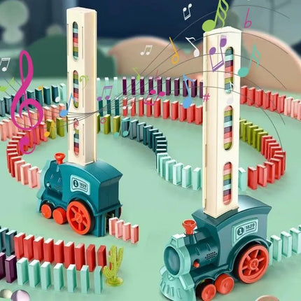 Domino Train for Kids Automatic Electric Laying Car Colorful Dominoes Set Educational Toys Blocks Gift for Boys Girls