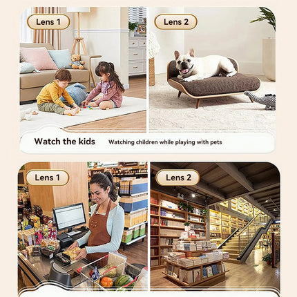 Dual Lens 360°Rotatable Camera 4K WiFi Surveillance Auto Tracking 2 way Audio Night Vision Monitor Smart Home Mini Camera
