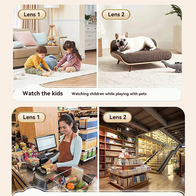 Dual Lens 360°Rotatable Camera 4K WiFi Surveillance Auto Tracking 2 way Audio Night Vision Monitor Smart Home Mini Camera