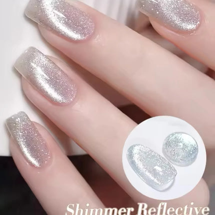 1-30pcs ZH Hot Selling Ice Transparent Glass Beads Cat Eye Nail Polish Gel New White Elf Crystal Cat Eye Nail Art Nail Supplies