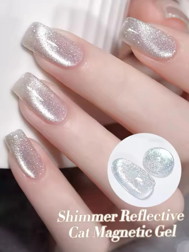 1-30pcs ZH Hot Selling Ice Transparent Glass Beads Cat Eye Nail Polish Gel New White Elf Crystal Cat Eye Nail Art Nail Supplies