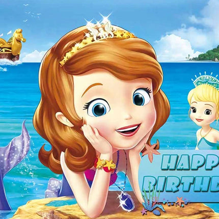 Girl Princess Sofia the First Background Cloth Birthday Baby Shower Decoration Background Room Hanging Cloth Photo Background