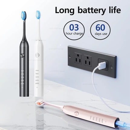 Sonic Electric Toothbrush for Adults USB Rechargeable Sonic Toothbrush with 8 Brush Heads Smart Timer Electronic Tooth Brushes