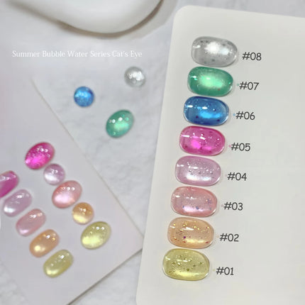 1-30pcs ZH Hot Selling Ice Transparent Glass Beads Cat Eye Nail Polish Gel New White Elf Crystal Cat Eye Nail Art Nail Supplies