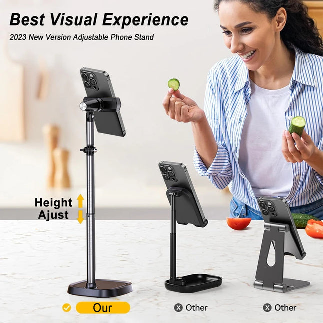 Phone Holder Height Adjustable Phone Holder for Live Broadcast, Portable Folding Multi-Angle Adjustable Stand for Cell Phone