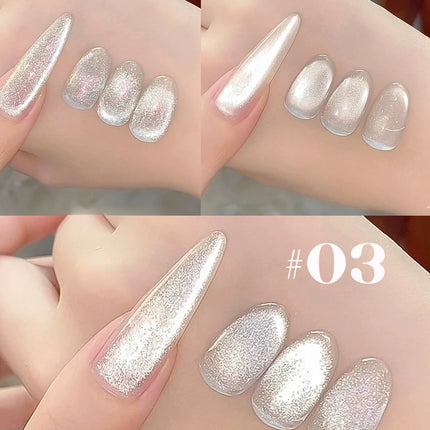 1-30pcs ZH Hot Selling Ice Transparent Glass Beads Cat Eye Nail Polish Gel New White Elf Crystal Cat Eye Nail Art Nail Supplies