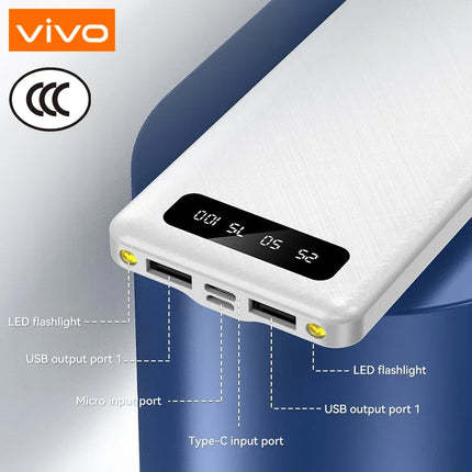 VIVO 200000mAh PowerBank 120W Super Fast Charging High Capacity Portable External Battery With LED Digital Display For IPhone