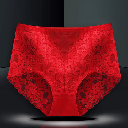 Mid-high-waist Sexy Lace Panties for Women Buttocks Abdomen No Trace Women's Triangle Panties Cotton Crotch Large Size