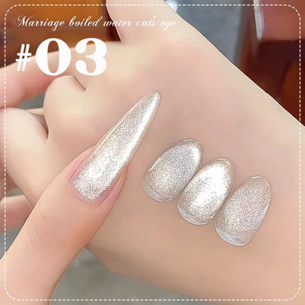 1-30pcs ZH Hot Selling Ice Transparent Glass Beads Cat Eye Nail Polish Gel New White Elf Crystal Cat Eye Nail Art Nail Supplies
