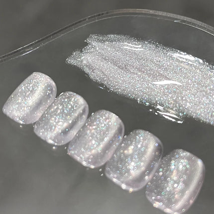 1-30pcs ZH Hot Selling Ice Transparent Glass Beads Cat Eye Nail Polish Gel New White Elf Crystal Cat Eye Nail Art Nail Supplies