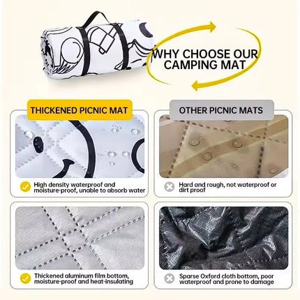 Outdoor Camping Portables Picnic Mat Lawn Mat Thickened Moisture-Proof Camping Mat Aluminum Film Base Machine Washable