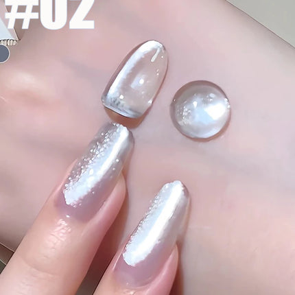 1-30pcs ZH Hot Selling Ice Transparent Glass Beads Cat Eye Nail Polish Gel New White Elf Crystal Cat Eye Nail Art Nail Supplies
