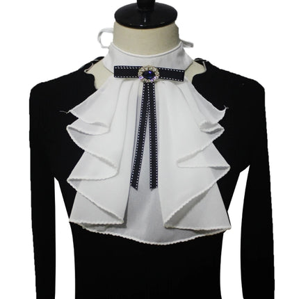 Faux Collar Victorian Detachable Collar Ruffled Lace Jabot Neck Collar Costume