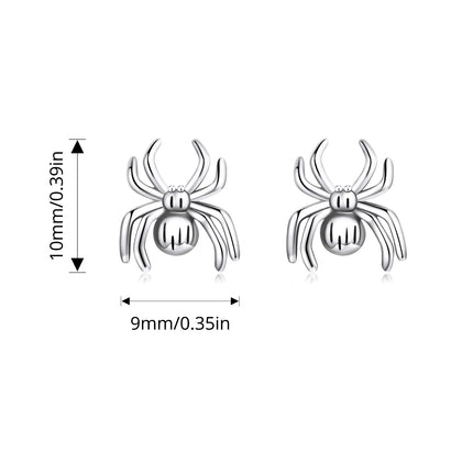 Bamoer Original 925 Sterling Silver Spider Earring Skull Grimace Ear Stud Animal For Women Men Halloween Party Gift Fine Jewelry