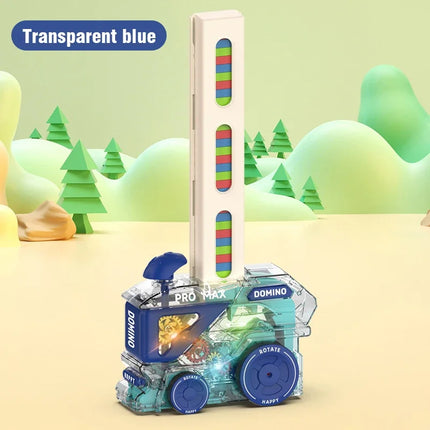Automatic Domino Train with 60 Dominos Montessori Early Educational STEM Toys Train DIY Building Blocks Christmas Birthday Gift