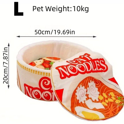 The New Winter Cartoon Ramen Cat Nest Love Warm Cute Semi-enclosed Cat Bed Can Be Opened And Washed