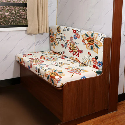 2pcs/set Elastic RV Dinette Cushions Covers Floral Print Spandex Armless Sofa Cover Camper Car Bench Cover Furniture Protector
