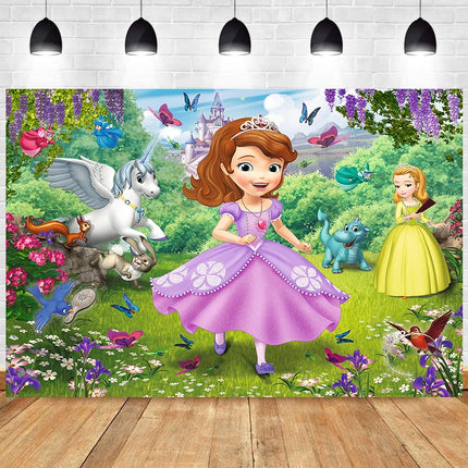 Girl Princess Sofia the First Background Cloth Birthday Baby Shower Decoration Background Room Hanging Cloth Photo Background