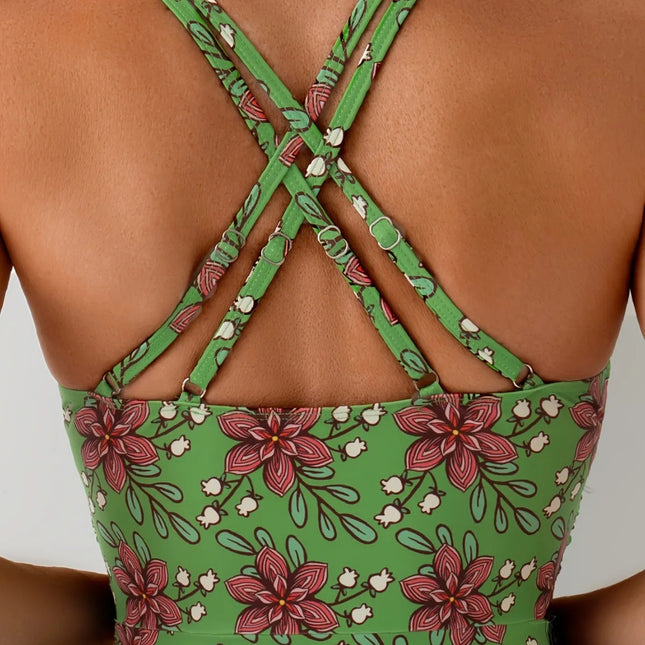 2025 New Arrival Women's Crisscross Straps Dress-style Skirted Boyshort Print Beach Swimsuit Summer Fashion Swimwear