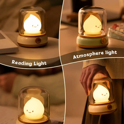 LED Flameless Candle Night Light Room Decoration Lights USB Table Lamp Dimmable Bedside Lamps Camping Light Halloween Xmas Gifts