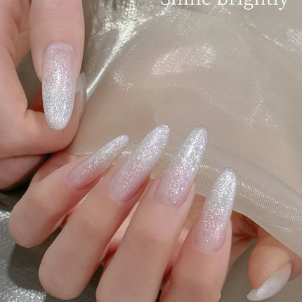 1-30pcs ZH Hot Selling Ice Transparent Glass Beads Cat Eye Nail Polish Gel New White Elf Crystal Cat Eye Nail Art Nail Supplies