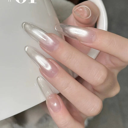 1-30pcs ZH Hot Selling Ice Transparent Glass Beads Cat Eye Nail Polish Gel New White Elf Crystal Cat Eye Nail Art Nail Supplies