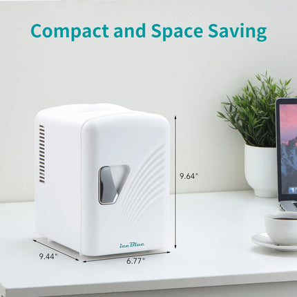 iceBlue Retro Mini Fridge 4L/6Can Dual-use Low Noise Refrigerator Warmer Cooler Makeup Skincare Portable Fridge for Home Car