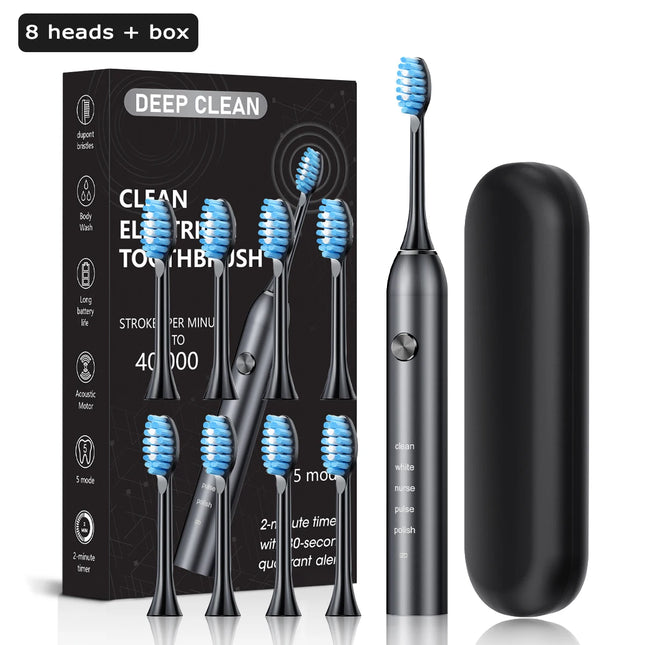 Sonic Electric Toothbrush for Adults USB Rechargeable Sonic Toothbrush with 8 Brush Heads Smart Timer Electronic Tooth Brushes