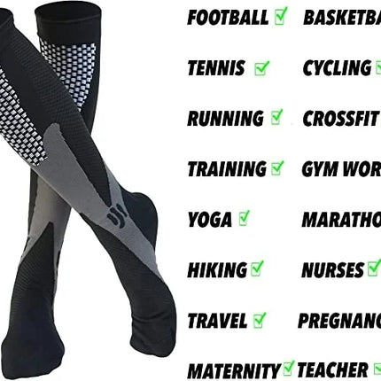 Compression Socks Varicose Veins Men's And Women's Sports Socks Football 20-30 Mmhg Elastic Anti Fatigue Pain Relief Wholesale