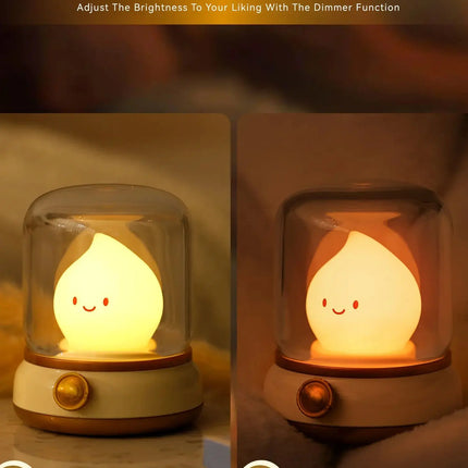 LED Flameless Candle Night Light Room Decoration Lights USB Table Lamp Dimmable Bedside Lamps Camping Light Halloween Xmas Gifts