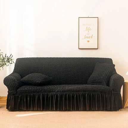 Sofa Cover for Living Room Thick Ruffled Seersucker Elastic L Shaped Corner Sofa Cover 1/2/3/4 Seater Cover for Sofa