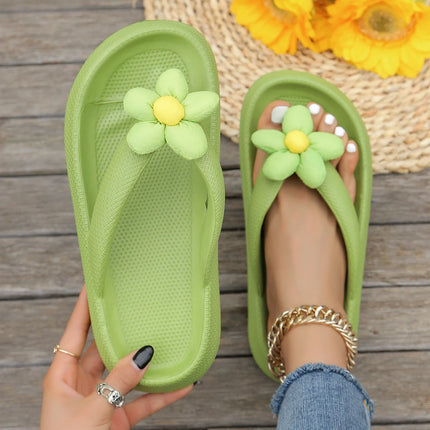 Summer New Flip Flops WOMEN Sunflower Pattern Slides One-Piece Eva Slippers Non-Slip Beach Holiday Shoes Home Indoor Slippers
